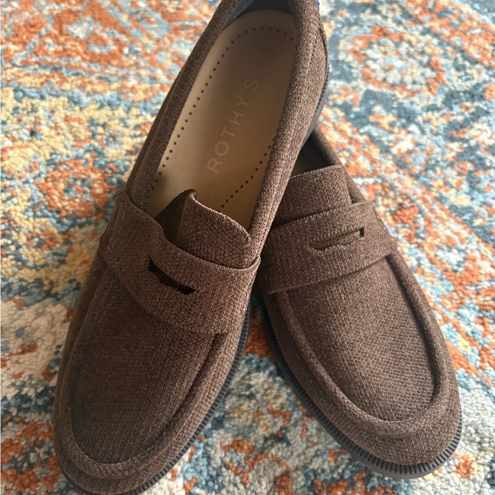 Rothy's brown ReVelvet Penny Loafer